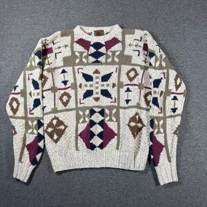 Vintage Boston Traders Sweater Men‎ XL Geometric Print Ramie Cotton